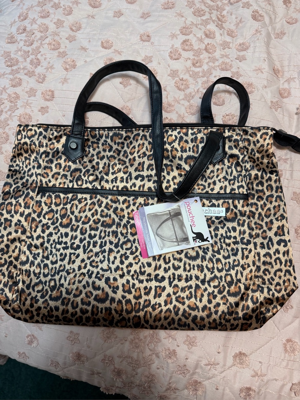 NWT Pouchee Tabee Tablet Organizing Tote Bag - Cheetah Print